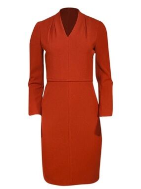 The Fold Sculpt Stretch Crepe Shift Dress Midi Size US 12 In Orange